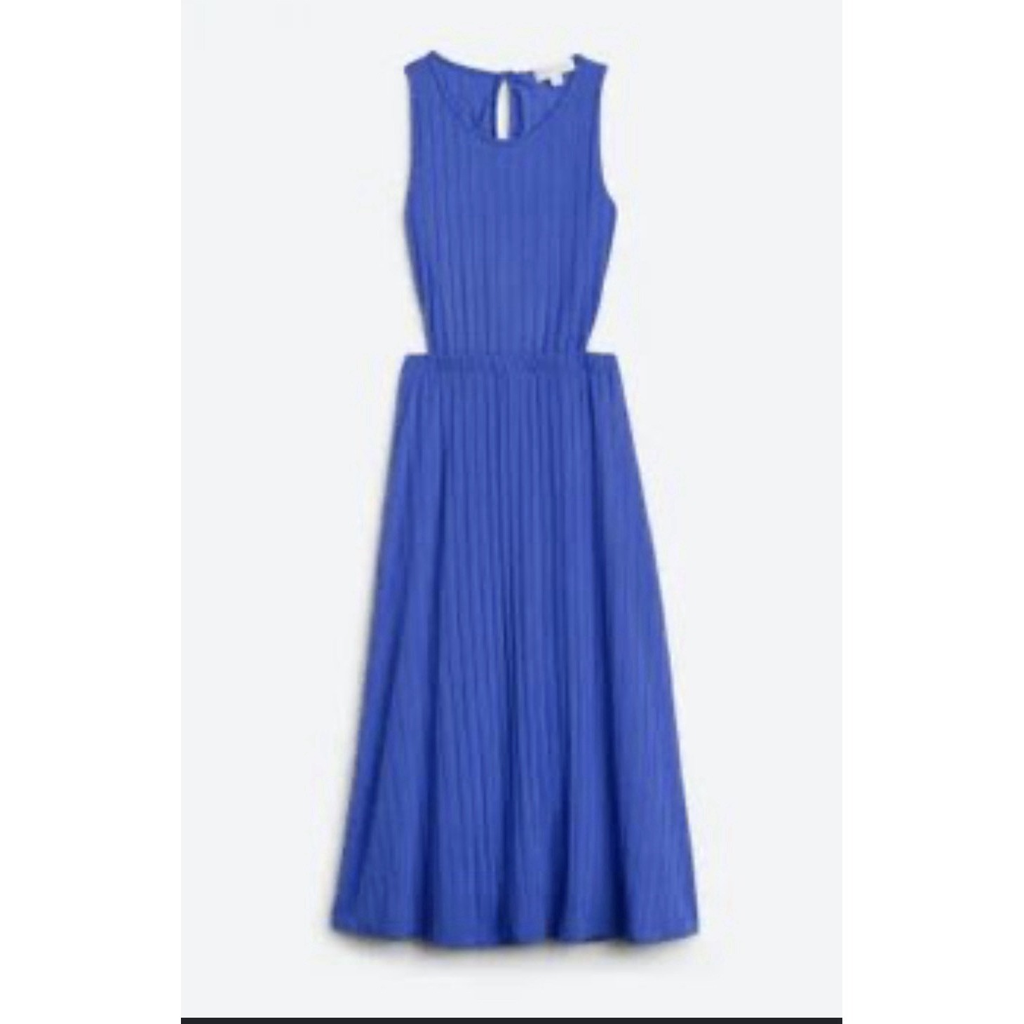 Amour Vert Kelly Ribbed Dress Cutout Back Lapis Blue Midi Xl